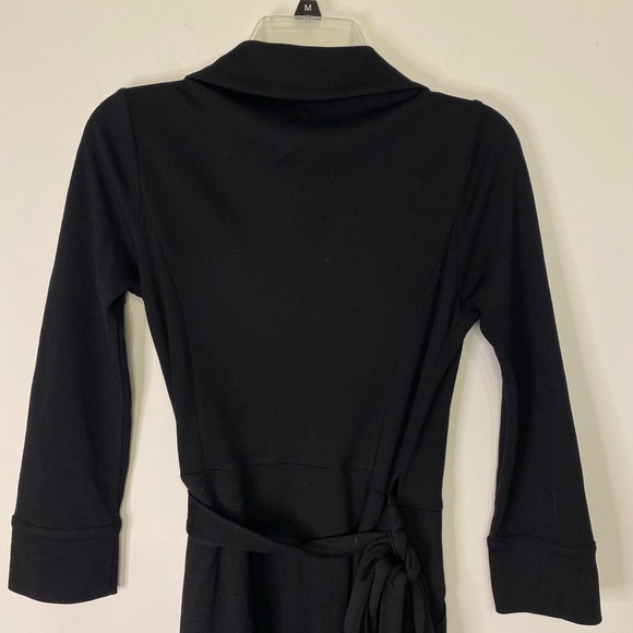 Diane Von Furstenberg Wool V Neck Wrap Black Midi Dress Size 4 Classic Office - Picture 7 of 12